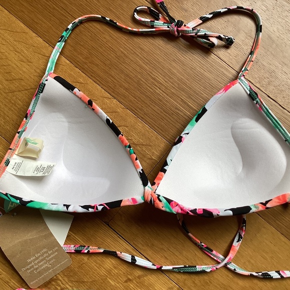 HOBIE Tropical Pink/Green/Blue Floral Push-Up Bikini Set XL Top Medium Bottom - Picture 7 of 12